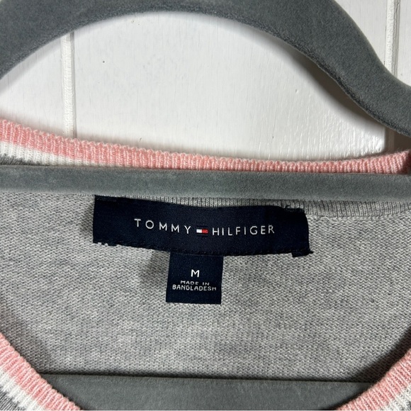 Tommy Hilfiger Gray Argyle Print Long Sleeve Sweater Medium - Picture 6 of 7